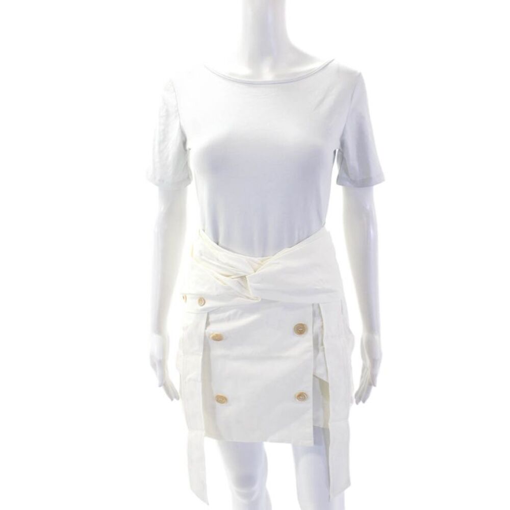 ROKH Womens Twist Front Mini Skirt - OffWhite Size 36